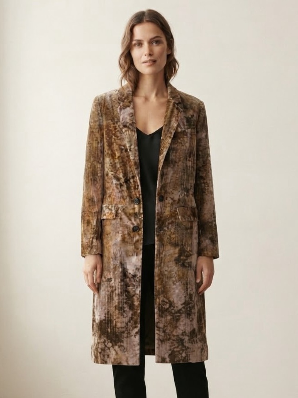 Zara Sz S Velvet Neutral Long Boho Over Coat